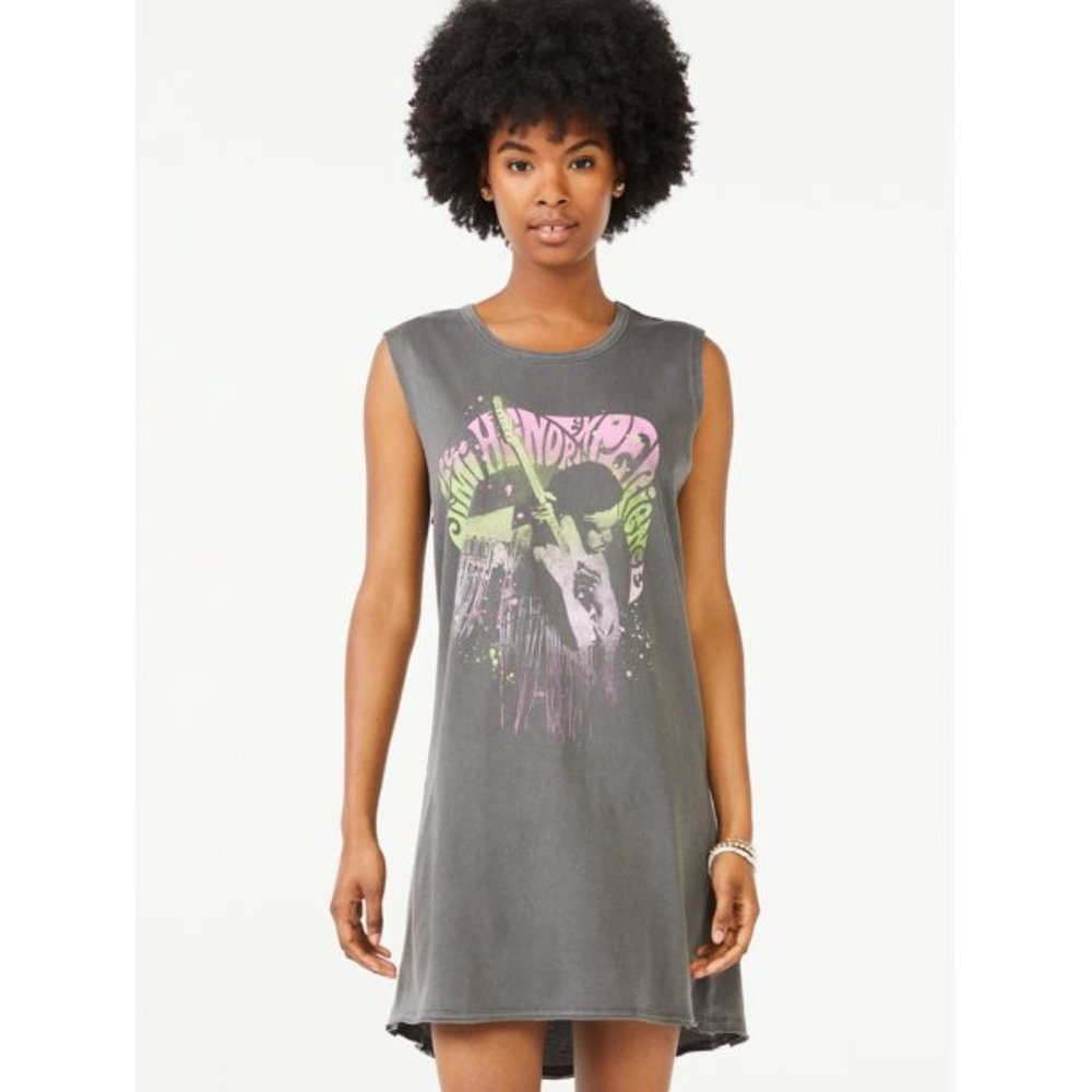 Scoop Women's Jimi Hendrix Groove Sleeveless T-Shirt Dress